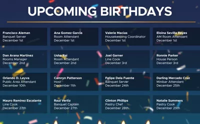 Upcoming Birthdays